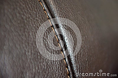 Fragment of texture of genuine leather with stitching Stock Photo