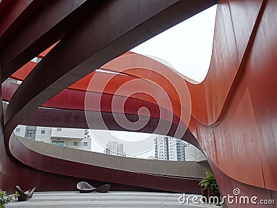 Fragment of an unusual building. Modern architecture Editorial Stock Photo