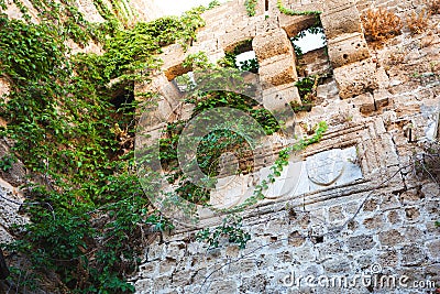 Fragment of the wall in the old town of Rhodes, Greece Stock Photo