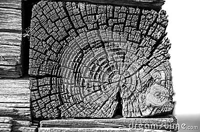 Fragment of the wall of old wooden house Stock Photo