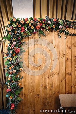 Fragment wedding presidium in restaurant Stock Photo