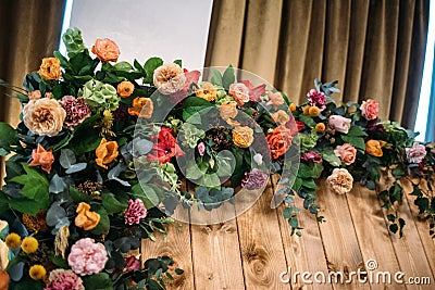 Fragment wedding presidium in restaurant Stock Photo