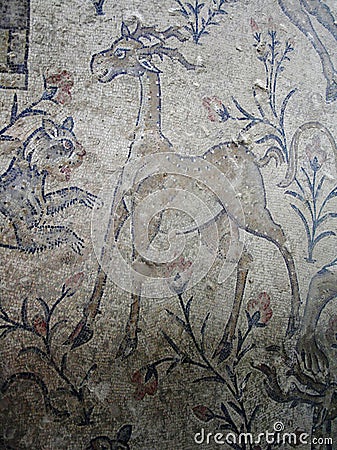 Fragment of a Byzantine mosaic. Zippori National Park, Israel Stock Photo