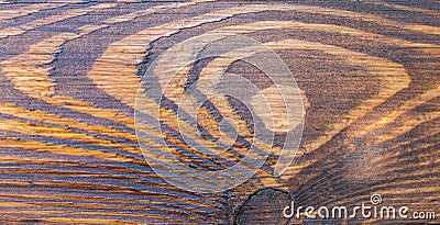 Fragment of wooden plank with knag covered with mordant Stock Photo
