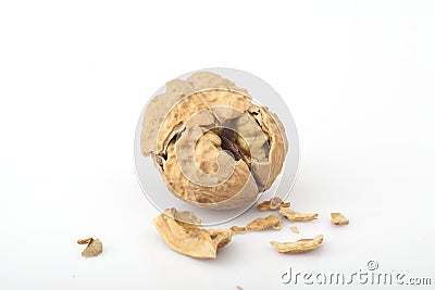 The fragmentation of the walnut Stock Photo