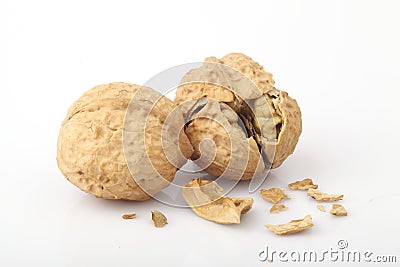 The fragmentation of the walnut Stock Photo