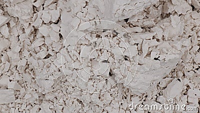 Fragmentation of white rock chalk, plaster, putty... Stock Photo