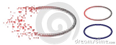 Fragmented Pixel Halftone Double Oval Frame Icon Vector Illustration