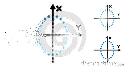 Fragmented Pixel Halftone Ellipse Plot Icon Vector Illustration