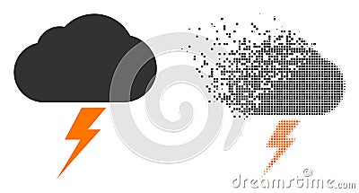 Fragmented Pixel and Original Thunderstorm Icon Vector Illustration