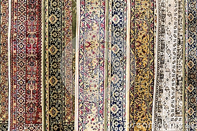 Fragments of antique handmade wool carpets Stock Photo