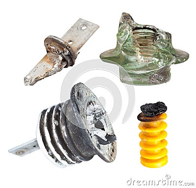 Fragments of defect of insulators for High Voltage Stock Photo