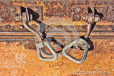 Fragments of destroyed remains of the old ship Stock Photo