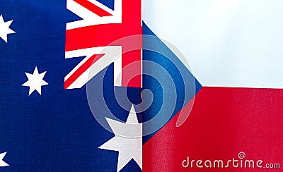 Fragments of the national flags of Australia and the Czech Republic Stock Photo