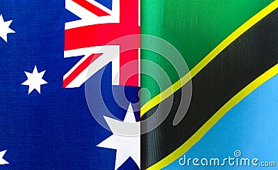 Fragments of the national flags of Australia and the Republic of Tanzania Stock Photo