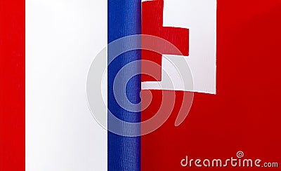 Fragments of the national flags of France and the Kingdom of Tonga Stock Photo