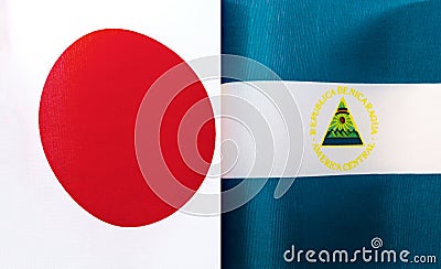 Fragments of the national flags of Japan and the Republic of Nicaragua Stock Photo