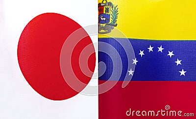 Fragments of the national flags of Japan and Venezuela Stock Photo