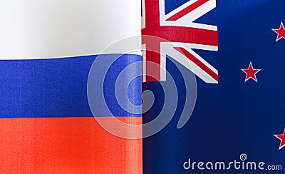 Fragments of the national flags of Russia and New Zealand Stock Photo