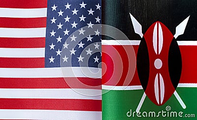 Fragments of the national flags of the United States and the Republic of Kenya Stock Photo