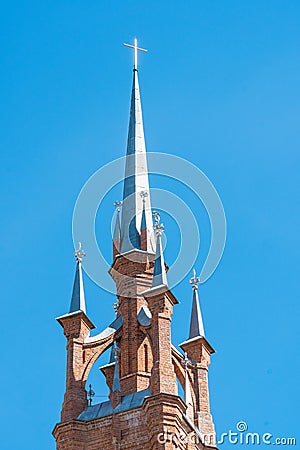 Fragments Parish of the Sacred Heart of Jesus of the Roman Catholic Church in the city of Samara Editorial Stock Photo