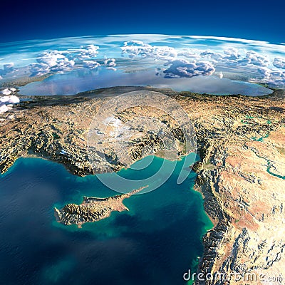 Fragments of the planet Earth. Cyprus, Syria and Turkey Stock Photo