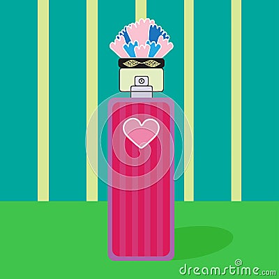 Fragrance perfume bottle heart flower Cartoon Illustration