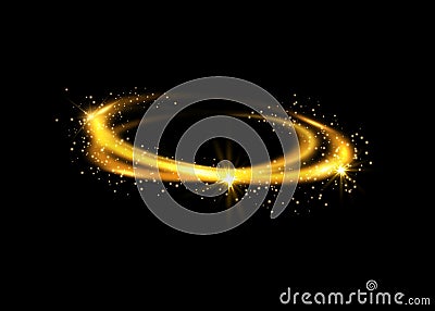 Gold halo angel rings. Isolated on black background, vector illustration. Golden double bright ring saint aureole Vector Illustration