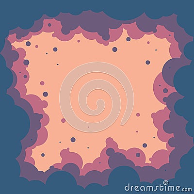 Frame. Abstract clouds. Shades of blue and magenta. Bubbles, cir Vector Illustration