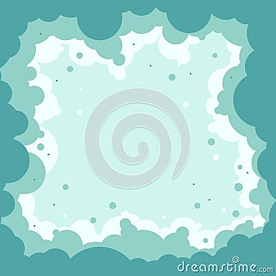 Frame. Abstract clouds. Shades of blue and white. Bubbles, circles Vector Illustration