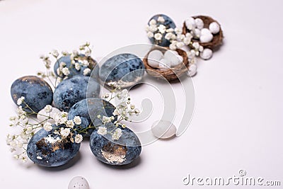 Frame background with robin eggs eggs with copy space for text. isolated. Ester concept Stock Photo