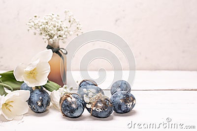 Frame background with robin eggs eggs with copy space for text. isolated. Ester concept Stock Photo
