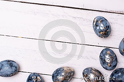 Frame background with robin eggs eggs with copy space for text. isolated. Ester concept Stock Photo