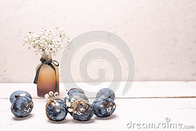 Frame background with robin eggs eggs with copy space for text. . Ester concept Stock Photo