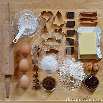 Frame of baking ingredients Stock Photo