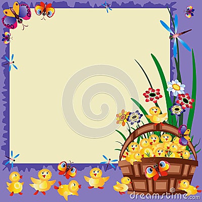 Frame with basket. Vector Illustration