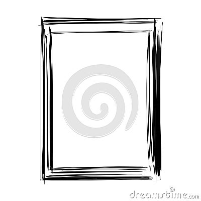 Frame border element, brush stroke grunge shape icon, vertical, rectangle decorative doodle element for design in vector Vector Illustration