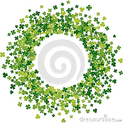 Frame or border of random scatter clover leaves Vector Illustration