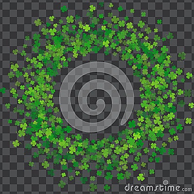 Frame or border of random scatter clover leaves Vector Illustration