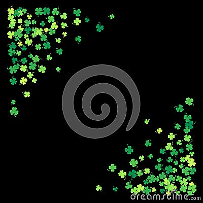 Frame or border of random scatter clover leaves Vector Illustration