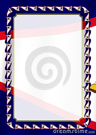 Frame and border of ribbon with American Samoa flag, template elements for your certificate and diploma. Vector Vector Illustration