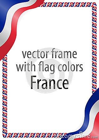 Frame and border of ribbon with the colors of the France flag Stock Photo