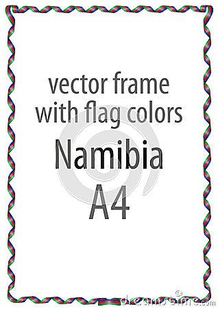 Frame and border of ribbon with the colors of the Namibia flag Vector Illustration