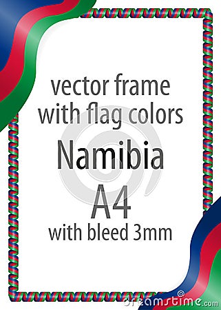 Frame and border of ribbon with the colors of the Namibia flag Stock Photo