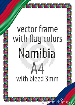 Frame and border of ribbon with the colors of the Namibia flag Stock Photo