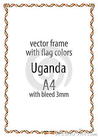 Frame and border of ribbon with the colors of the Uganda flag Vector Illustration