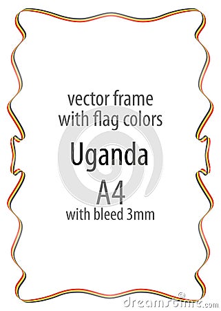 Frame and border of ribbon with the colors of the Uganda flag Vector Illustration