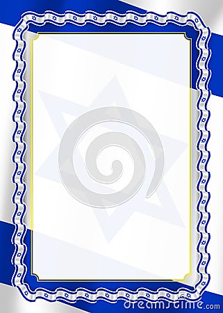 Frame and border of ribbon with Israel flag, template elements for your certificate and diploma. Vector Vector Illustration