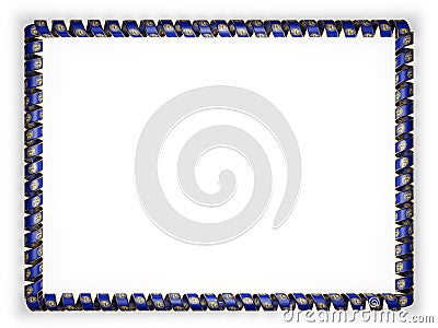 Frame and border of ribbon with the state Nebraska flag, USA, edging from the golden rope. 3d illustration Cartoon Illustration