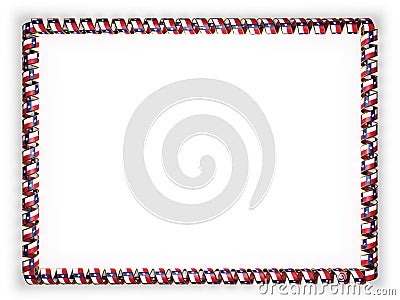 Frame and border of ribbon with the state Texas flag, USA, edging from the golden rope. 3d illustration Cartoon Illustration